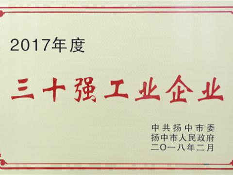 凯时尊龙官网网址集团提升2017年度扬中市“三十强”前五位